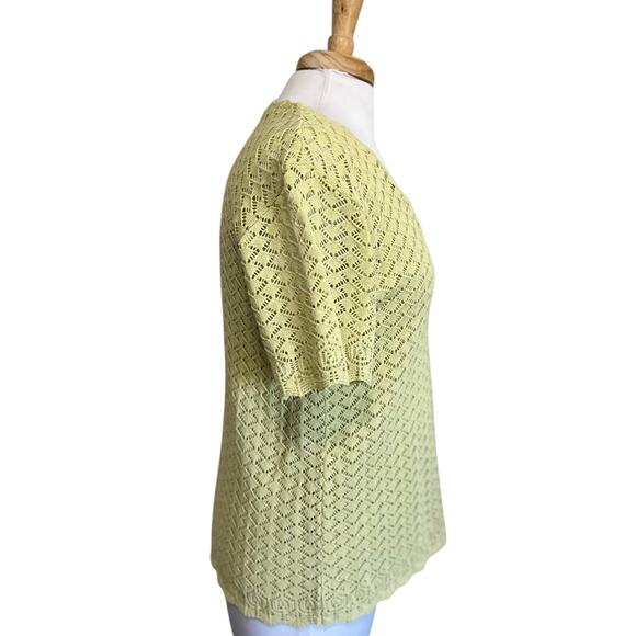 Vintage 2pc Open Lace Crochet Top & Tank Set Boho Cottagecore Country sz L - Picture 2 of 8